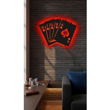Wells Royal Flush LED Işıklı Duvar Tablosu - 70X70 cm Poker Serisi Dekorasyon