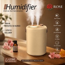 Rose Teknoloji 2000 ml Su Kapasiteli Çift Spreyli Gece Lambalı Sessiz Çalışma  Ultrasonik Oda Hava Nemlendirici