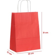 Net Market Büküm Saplı Kağıt Çanta Kırmızı 25 x 12 x 31 (25 Adet)