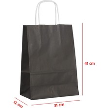 Net Market Büküm Saplı Kağıt Çanta Siyah 31 x 12 x 41 (25 Adet)