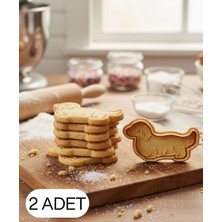 2li Sevimli Köpek Şekillendirici Kalıp Kurabiye Hamur Kesici Oyun ve Şeker Hamuru Seti