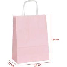 Net Market Büküm Saplı Kağıt Çanta Pembe 25 x 12 x 31 (25 Adet)