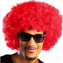 Beruflic Kırmızı Renk Kıvırcık Afro Bonus Peruk