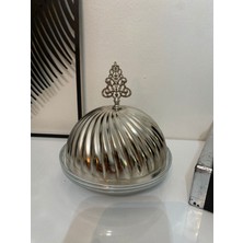 Statika Home Gümüş Kapaklı Lokumluk, Şekerlik, Çikolatalık, Bayram Şekeri Sunumluk 13 cm