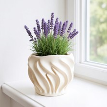Dalgalı Model:dekoratif, Minimalist, Kaktüs, Sükulent Saksı 12CM Yükseklik x 15CM Genişlik Pla