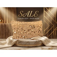 Meya Design Işıltılı Boncuk Işlemeli El Örgüsü Clutch Çanta – Şık Gece & Davet Kadın Çantası
