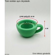 Yeşil Mini Dekoratif Fincan Şeklinde Saksı – 6 cm Masaüstü &amp; Ofis Dekoru