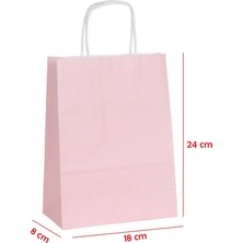 Net Market Büküm Saplı Kağıt Çanta Pembe 18 x 8 x 24 (25 Adet)