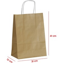 Net Market Büküm Saplı Kağıt Çanta Altın 31 x 12 x 41 (25 Adet)