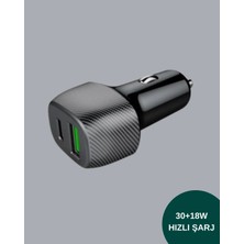 38W Çift Çıkışlı Araç Şarj Cihazı – Type-C ve USB Pd Destekli