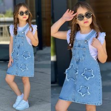 Lolipop Kids Store Kız Çocuk Yıldız Nakışlı Kot Jile Tişört Takım