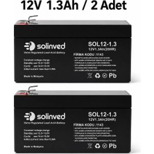 Solinved 12V 1.3AH Kuru Tip Akü (2 Adet)