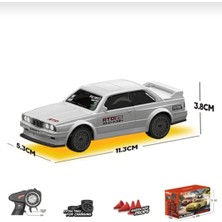 Aksoy Toys Uzaktan Kumandalı Bmw E30 Mini Drift Arabası Şarjlı Işıklı 15 Km Hız Yapan Araba Beyaz 11 cm