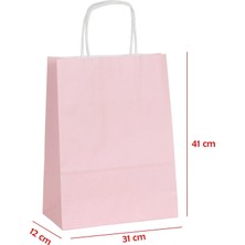 Net Market Büküm Saplı Kağıt Çanta Pembe 31 x 12 x 41 (25 Adet)