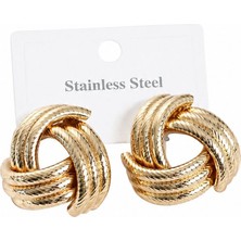 Serelya 316L Çelik Gold Renk Sarmal Model Kadın Küpe