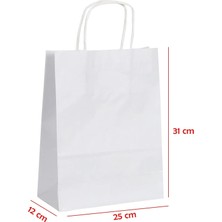 Net Market Büküm Saplı Kağıt Çanta Beyaz 25 x 12 x 31 (25 Adet)