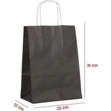 Net Market Büküm Saplı Kağıt Çanta Siyah 25 x 12 x 31 (25 Adet)