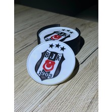 DU&ER ⚫⚪ Taraftar Temalı 6’lü Bardak Altlığı ve Isimli Kabartmalı Stand Seti – Dekoratif Coaster Set