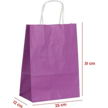 Net Market Büküm Saplı Kağıt Çanta Mor 25 x 12 x 31 (25 Adet)