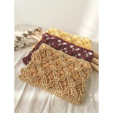 Meya Design El Örgüsü Çiçek Desenli Clutch Çanta – Yazlık Şık Kadın El Çantası