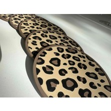 DU&ER Leopar Desenli Bardak Altlığı 3’lü Set – Dekoratif Drink Coaster