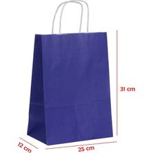 Net Market Büküm Saplı Kağıt Çanta Lacivert 25 x 12 x 31 (25 Adet)
