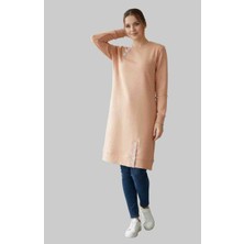 Selda Tekin St Giyim Kadın Camel Renk Bisiklet Yaka Tok Örme Spor Tunik
