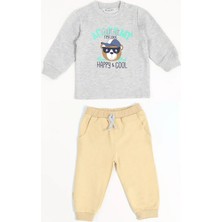 Luggi Baby Bisiklet Yaka Erkek Bebek Sweatshirt ve Eşofman Alt 2'li Takım