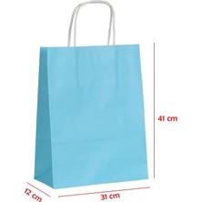 Net Market Büküm Saplı Kağıt Çanta Mavi 31 x 12 x 41 (25 Adet)