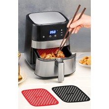 Hereveoyuncak Renkli Isıya Dayanıklı Yıkanılabilir Silikon Fırın ve Airfryer Kare Pişirme Matıı 21,5 cm - Siyah