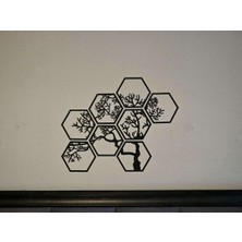 DU&ER Altıgen Ağaç Duvar Dekoru 8’li Set – Modern Geometrik Duvar Süsü Hexagon Tablo