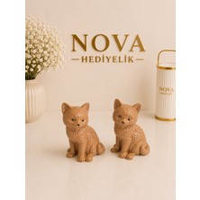 Nova El Yapımı Dekoratif Taş Kedi 2'li Set