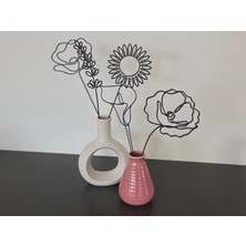 DU&ER (Vazo Dahil Değildir) 5 Parça Çiçek Line Art Duvar Dekoru Seti – Modern Minimalist Floral Duvar Süsü