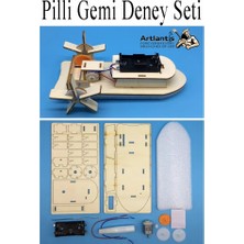 ArtMaster Gemi Deney Seti 1 Paket Gemi Maketi Dc Motor Ahşap Gemi Tekne Pilli Deney Bilim Okul Hobi Etkinlik