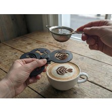 DU&ER 4'lü Kahve Süsleme Şablon Seti Latte Cappuccino Dekor Şablonu