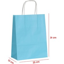 Net Market Büküm Saplı Kağıt Çanta Mavi 25 x 12 x 31 (25 Adet)