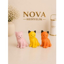 Nova Sevimli Kedi Dekor Biblosu | El Yapımı Taş Tasarım 3lü Set