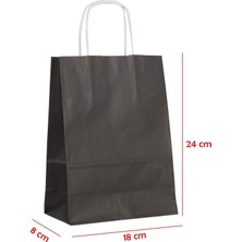 Net Market Büküm Saplı Kağıt Çanta Siyah 18 x 8 x 24 (25 Adet)
