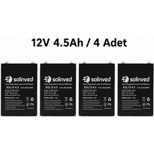 Solinved 12V 4.5AH Kuru Tip Akü (4 Adet)