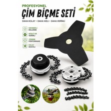  motorlu tırpan zincirli başlık + üçlü bıçak ot çalı çim bitki diken biçme aparatı - tüm tırpanlara uyumlu