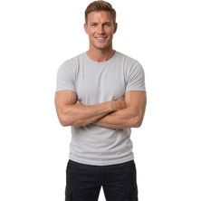 RizzUP Erkek Taş Slim Fit %90 Pamuk Likralı Yumuşak Dokulu Basic Tişört 1801131