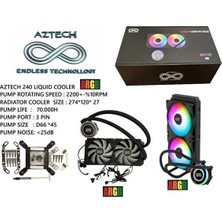 Aztech 240MM Lıquıd Coolıng AZ240-1B Argb Sıvı Soğutmalı AM5-1851P Işlemci Fanı