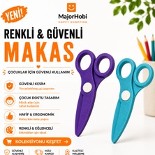 Major Hobi Çocuk Kağıt Makası 2’li Set – Güvenli Uçlu Renkli Makas - Mavi & Mor