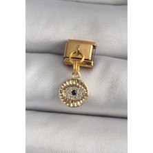 Negok 316L Çelik Gold Renk Sallantı Zirkon Taşlı Göz Model Charm