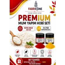Fabrikone Premium Mum Yapım Hobi Seti - Soya Wax 250 gr - 2'li Toz Mum Boyası Seti - Kırmızı, Sarı BKFABSW2502KSR