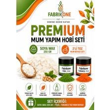 Fabrikone Premium Mum Yapım Hobi Seti - Soya Wax 250 gr - 2'li Toz Mum Boyası Seti - Yeşil, Turuncu BKFABSW2502YT