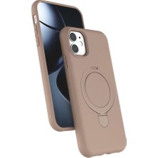 Negok Newface Apple iPhone 11 Regal Magsafe Standlı Kapak - Çöl Titanyum