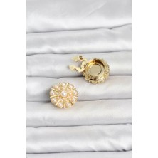Nuvigo Vintage Model Gold Renk Düğme Veya Manşet Broşu TJ-BR486