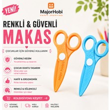 Major Hobi Çocuk Kağıt Makası 2’li Set – Güvenli Uçlu Renkli Makas - Turuncu & Mavi
