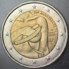 Banknoting Fransa 2 Euro 2017 Hatıra-Göğüs Kanseriyle Mücadele.